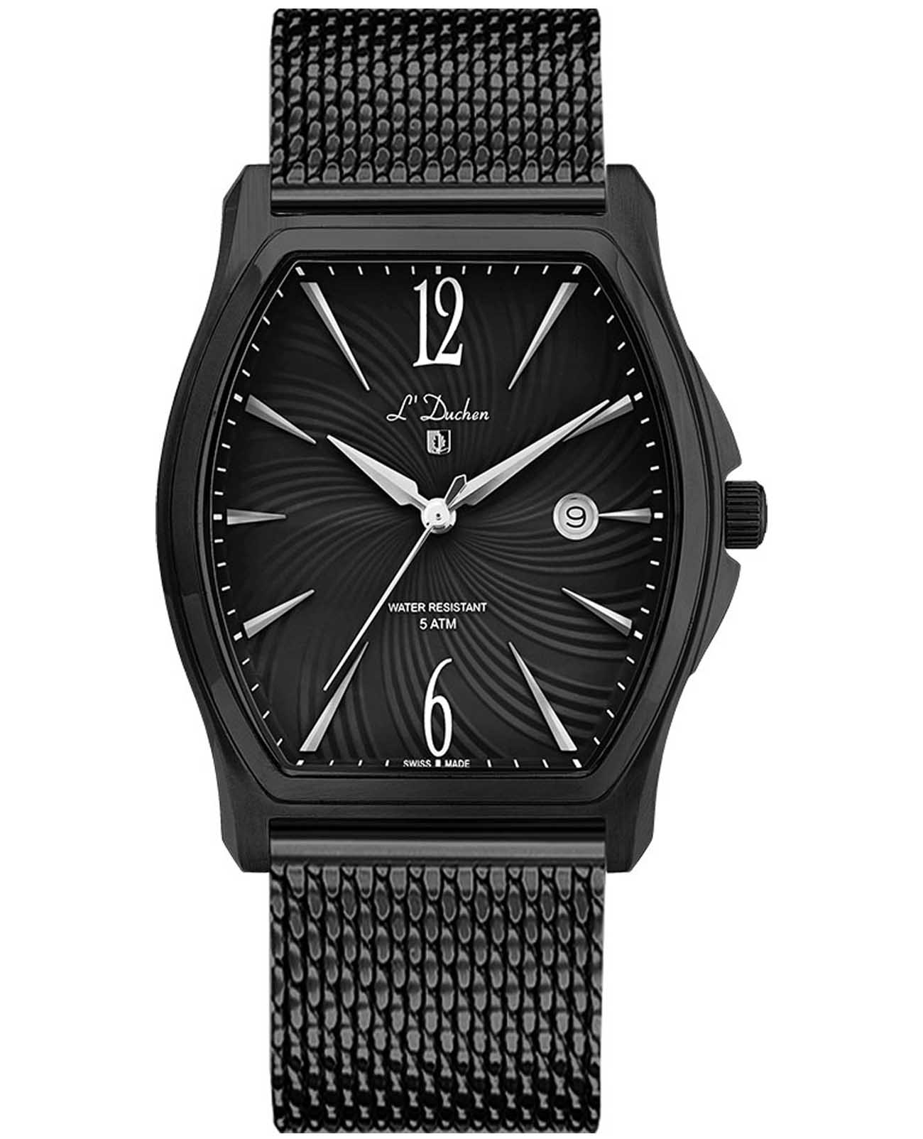 L'Duchen L'Duchen Muse D 301.71.21 M  D 301.71.21 M кварцевые мужские часы черный циферблат, браслет нержавеющая сталь с pvd-покрытием — вид спереди